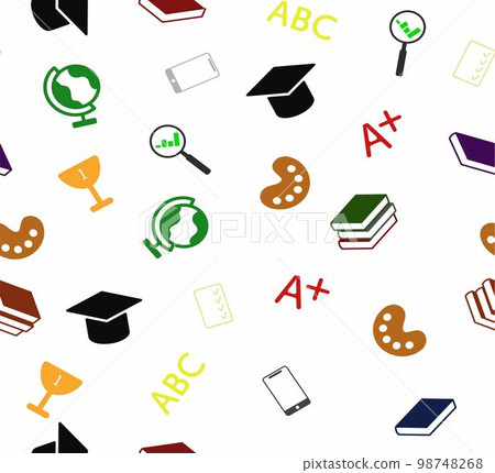 A pattern of colored icons on the topic of education and science. A pattern of colored icons on the topic of education and science. 98748268