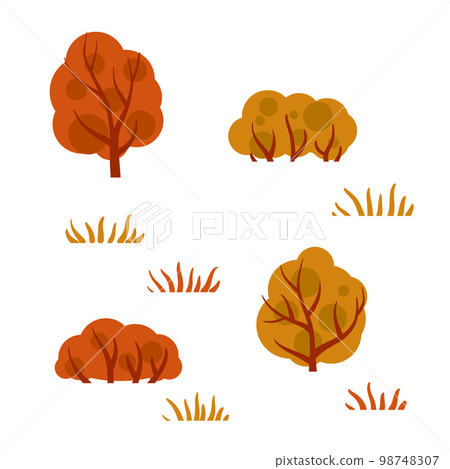 Autumn forest. Trees with red and orange leaves Autumn forest. Trees with red and orange leaves 98748307