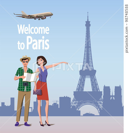 Tourism in France, tour flights to Europe. Vector. Tourism in France, tour flights to Europe. Vector. 98748588