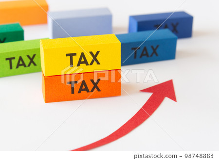 Tax TAX Tax increase Arrow Rising Upward Consumption tax 98748883