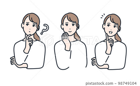 A simple vector illustration set material of a young woman who solved her troubles 98749104