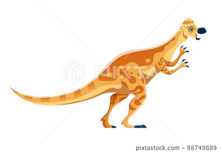 Cartoon Pachycephalosaurus dinosaur character. Isolated paleontology lizard, Cretaceous period animal with skull bony dome. Prehistoric reptile, extinct herbivorous dinosaur vector cute personage Cartoon Pachycephalosaurus dinosaur character. Isolated paleontology lizard, Cretaceous period animal with skull bony dome. Prehistoric reptile, extinct herbivorous dinosaur vector cute personage 98749889