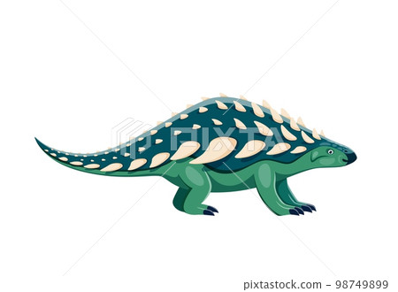 Cartoon Nodosaurus dinosaur character. Extinct armored reptile or lizard, ancient wildlife animal. Prehistoric creature, isolated herbivore dinosaur vector funny personage with spine spikes 98749899