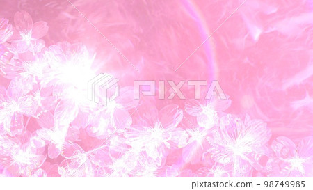 Spring image of white cherry blossom silhouette and halo rainbow ring pale color background wallpaper (3DCG image) 98749985
