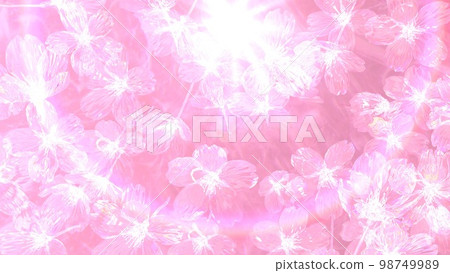 白色櫻花剪影和光暈彩虹環淺色背景壁紙的春天形象（3DCG 圖像） 98749989