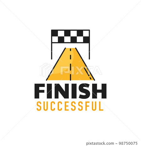Business success, goals achievement outline icon. Team competition victory outline symbol or pictogram, finance goals achievement. Career first place minimal vector icon or sign with race finish line 98750075