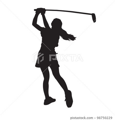 black silhouette girl playing golf 98750229