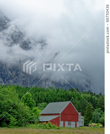 Landscape of Traditional Norwegian house - Norway Landscape of Traditional Norwegian house - Norway 98750436