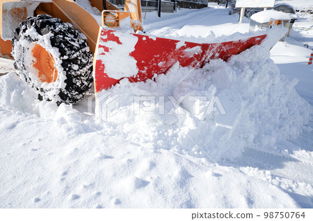 Snow removal dozer Road snow removal work in progress 98750764
