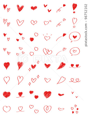 Easy-to-use hand-drawn heart set cute red Easy-to-use hand-drawn heart set cute red 98752102