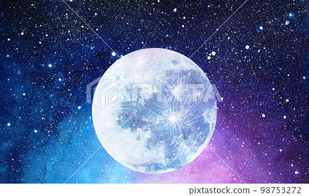 Abstract watercolor night sky with full moon illustration 98753272