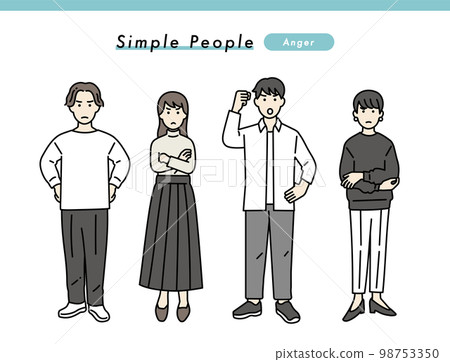 Simple male and female negative standing posture set illustration material 98753350