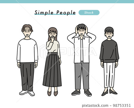 簡單的男女負站立姿勢集插畫素材 98753351