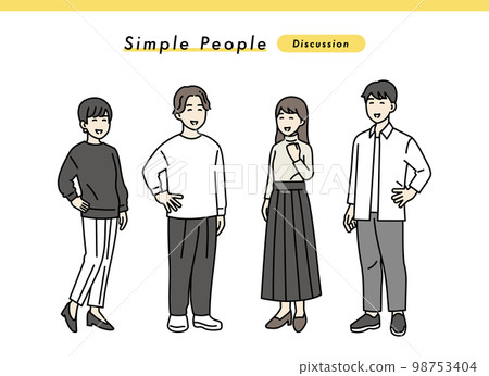 Simple male and female positive standing posture set illustration material Simple male and female positive standing posture set illustration material 98753404