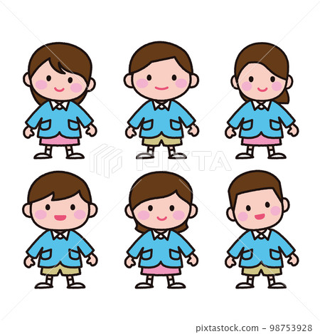 Various kindergarten children wearing smocks 98753928