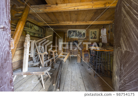 Old wooden village house, Hervartov near Bardejov, Slovakia 98754175