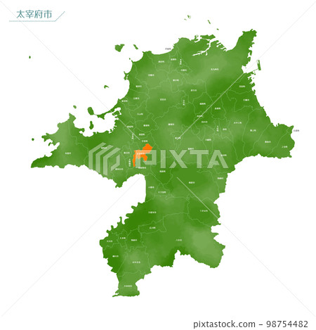 水彩地圖太宰府市 水彩地圖太宰府市 98754482