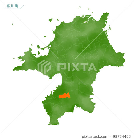 水彩風格的地圖廣川町 水彩風格的地圖廣川町 98754493