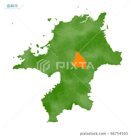 Watercolor-style map Kama City Watercolor-style map Kama City 98754503