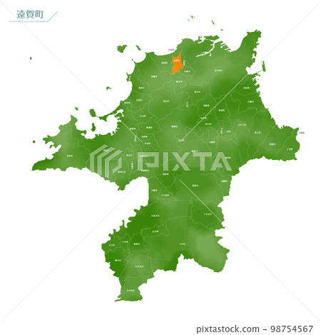 Watercolor-style map Onga-cho Watercolor-style map Onga-cho 98754567