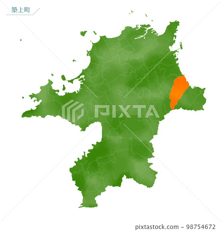 Watercolor-style map Chikujocho Watercolor-style map Chikujocho 98754672