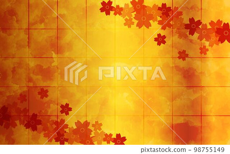 Gold folding screen and cherry blossoms Gold folding screen and cherry blossoms 98755149