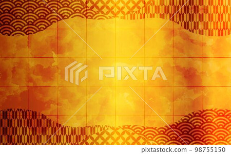 Gold folding screen and Japanese pattern frames 98755150