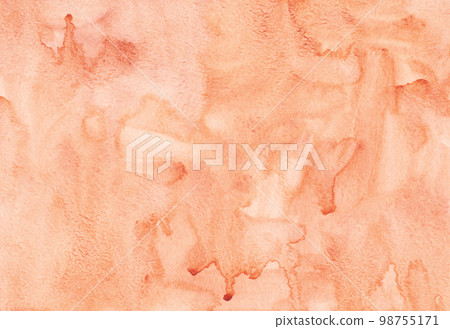 Watercolor coral background texture. Light orange backdrop. Brush strokes on paper. 98755171