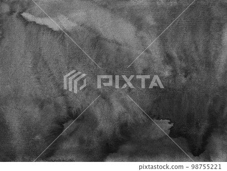 Watercolor black and gray background texture hand painted. Watercolour abstract old monochrome overlay. Ink stains on paper. 98755221