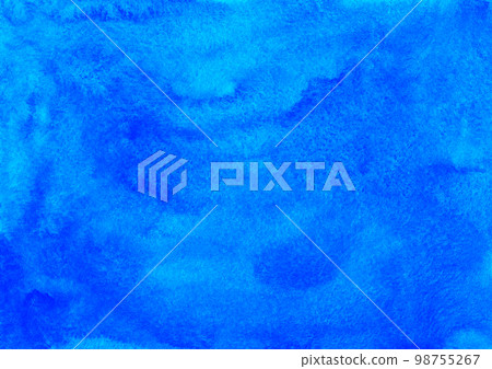 Watercolor deep blue liquid background texture hand painted. Watercolour sky blue abstract backdrop. 98755267
