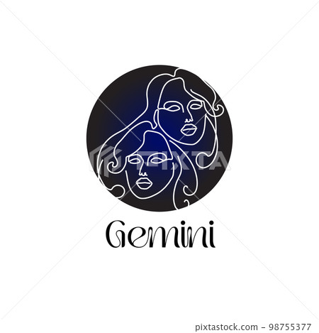Astrological zodiac sign Gemini in line art style Astrological zodiac sign Gemini in line art style 98755377