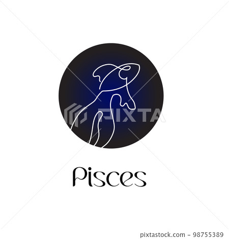Astrological zodiac Pisces sign in line art style Astrological zodiac Pisces sign in line art style 98755389