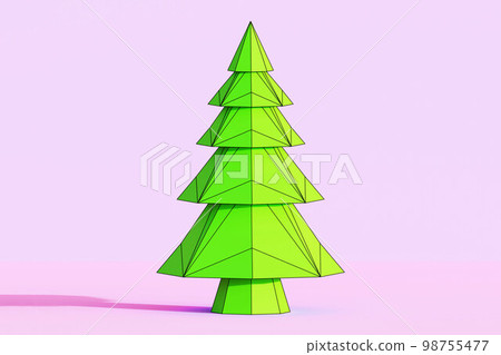 Simple Low Poly Christmas Tree, 3d rendering Simple Low Poly Christmas Tree, 3d rendering 98755477