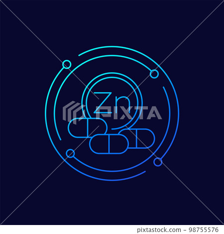 zinc mineral, Zn line vector icon zinc mineral, Zn line vector icon 98755576