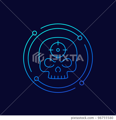 headshot line icon with a skull, shot in the head headshot line icon with a skull, shot in the head 98755580