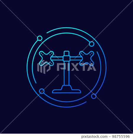 monitor stand with two mounts icon, linear design monitor stand with two mounts icon, linear design 98755596