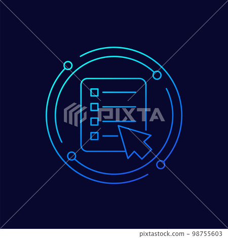 online survey icon, linear design online survey icon, linear design 98755603