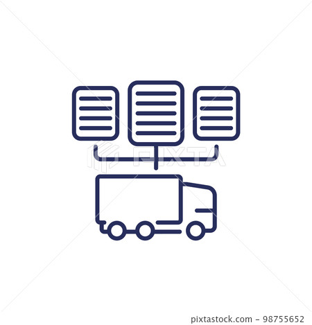 transport documents, CMR line icon on white transport documents, CMR line icon on white 98755652
