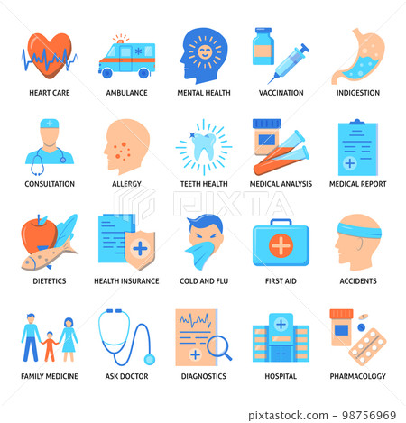 Medicine icon set in flat style Medicine icon set in flat style 98756969