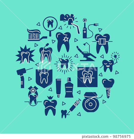 Dental clinic round concept banner in flat style 98756975