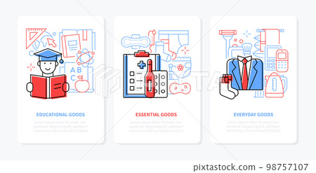 Things to donate - line design style banners set Things to donate - line design style banners set 98757107