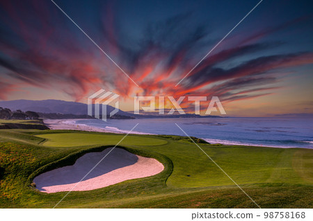 Pebble Beach golf course, Monterey, California, USA 98758168