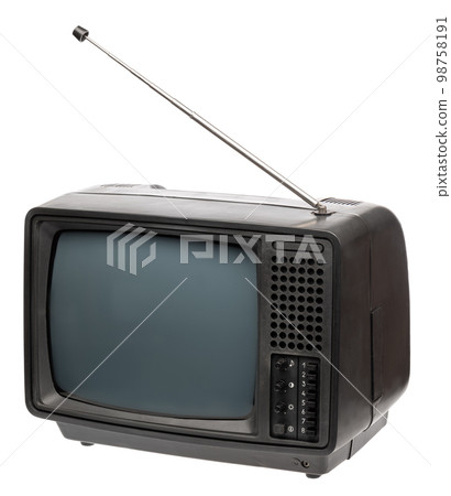 Old portable TV set isolated on white Old portable TV set isolated on white 98758191