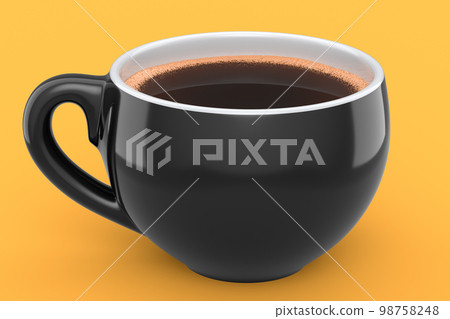 Ceramic coffee cup for cappuccino, americano, espresso, mocha, latte on yellow Ceramic coffee cup for cappuccino, americano, espresso, mocha, latte on yellow 98758248