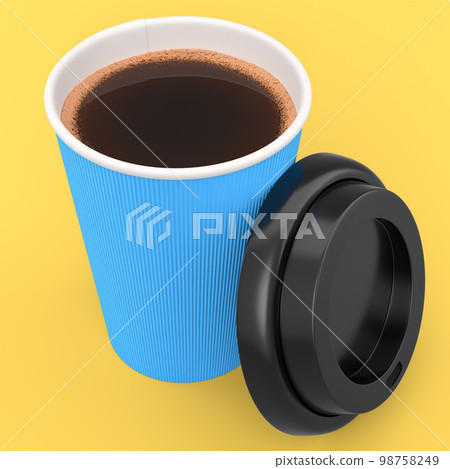 Paper coffee cup for cappuccino, americano, espresso, mocha, latte on yellow Paper coffee cup for cappuccino, americano, espresso, mocha, latte on yellow 98758249