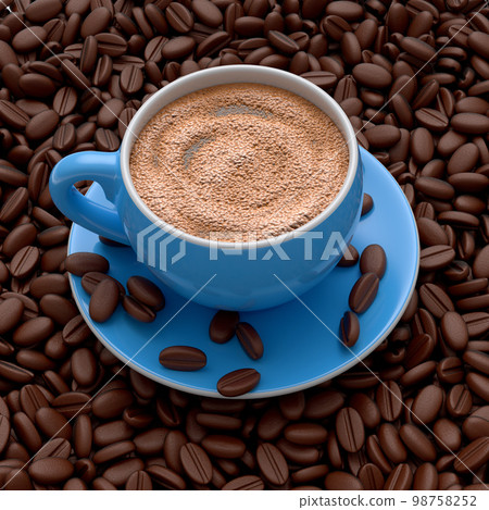 Ceramic coffee cup with coffee beans for americano, espresso, mocha, latte 98758252