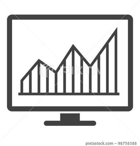 monitor display with graph solid icon monitor display with graph solid icon 98758388