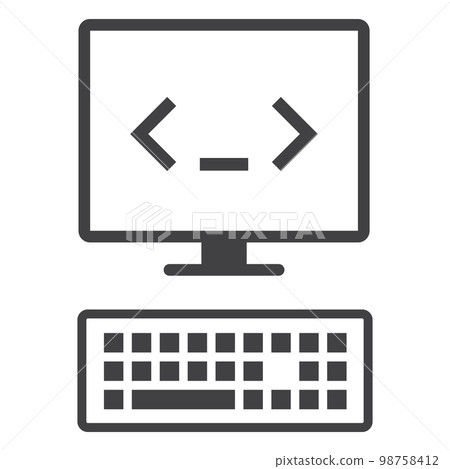computer monitor with code programing icon computer monitor with code programing icon 98758412