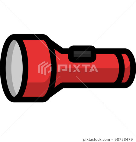 torch or flashlight icon, lineal color icon 98758479