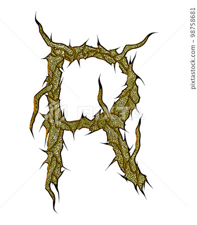 Metal music style font.Spiky letter on transparent background. 98758681